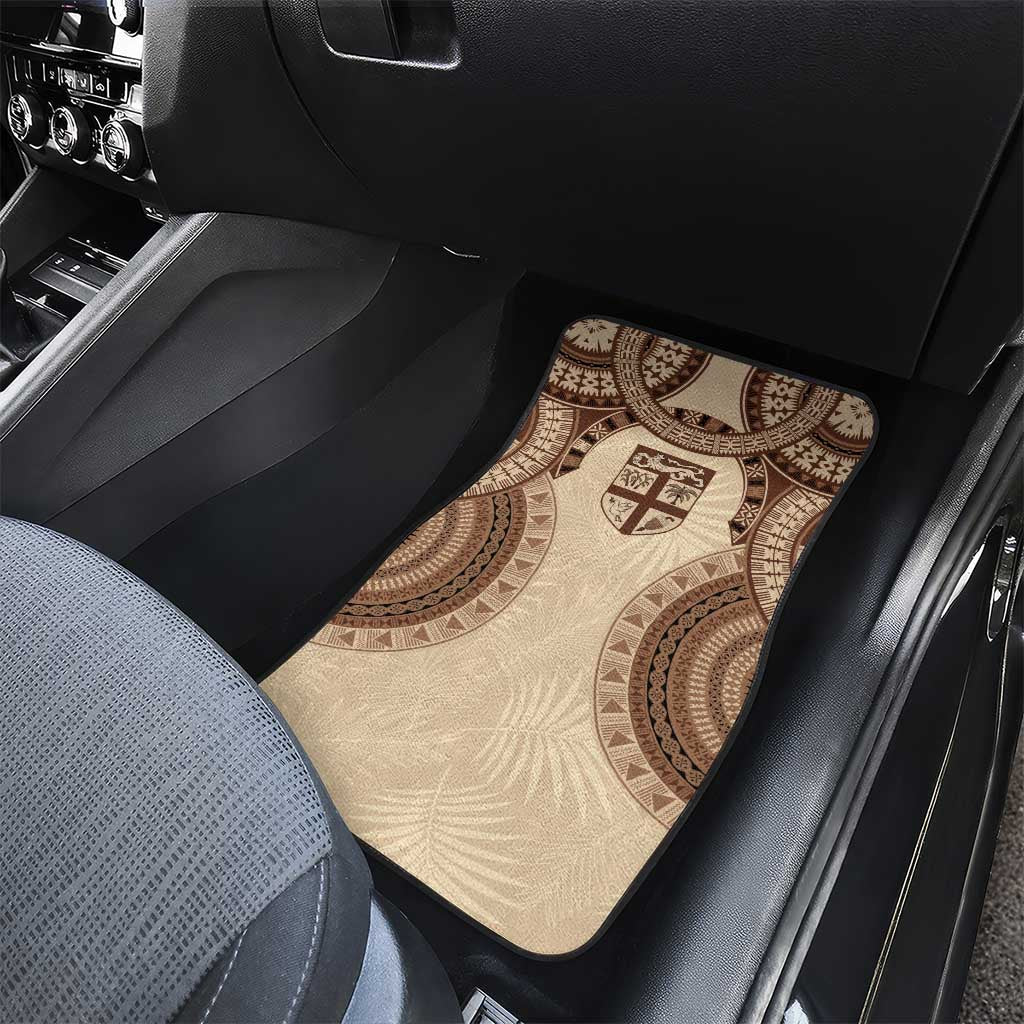 Bula Fiji Day 55th Anniversary Masi Tapa Car Mats Emerald Jubilee - Beige - Polynesian Pride