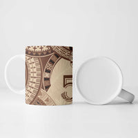 Bula Fiji Day 55th Anniversary Masi Tapa Ceramic Mug Emerald Jubilee - Beige - Polynesian Pride