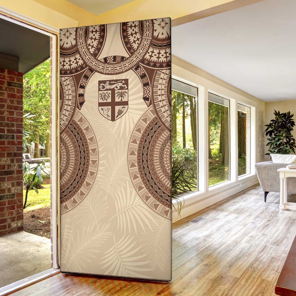 Bula Fiji Day 55th Anniversary Masi Tapa Door Cover Emerald Jubilee - Beige - Polynesian Pride