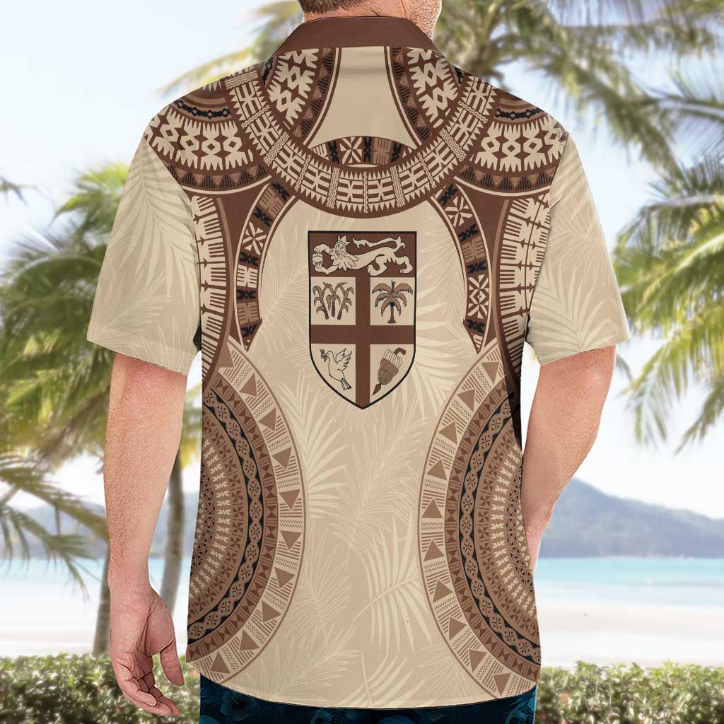 Bula Fiji Day 55th Anniversary Masi Tapa Hawaiian Shirt Emerald Jubilee - Beige - Polynesian Pride
