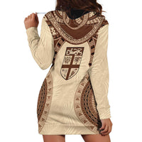 Bula Fiji Day 55th Anniversary Masi Tapa Hoodie Dress Emerald Jubilee - Beige - Polynesian Pride
