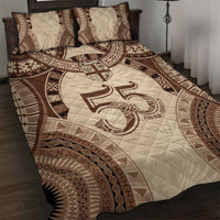 Bula Fiji Day 55th Anniversary Masi Tapa Quilt Bed Set Emerald Jubilee - Beige - Polynesian Pride