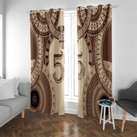 Bula Fiji Day 55th Anniversary Masi Tapa Window Curtain Emerald Jubilee - Beige - Polynesian Pride