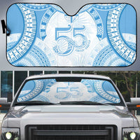 Bula Fiji Day 55th Anniversary Masi Tapa Auto Sun Shade Emerald Jubilee - Turquoise - Polynesian Pride