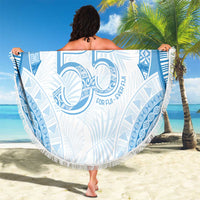 Bula Fiji Day 55th Anniversary Masi Tapa Beach Blanket Emerald Jubilee - Turquoise - Polynesian Pride