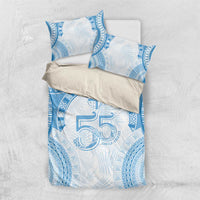 Bula Fiji Day 55th Anniversary Masi Tapa Bedding Set Emerald Jubilee - Turquoise - Polynesian Pride