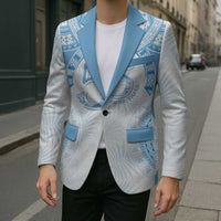 Bula Fiji Day 55th Anniversary Masi Tapa Blazer Emerald Jubilee - Turquoise - Polynesian Pride