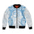 Bula Fiji Day 55th Anniversary Masi Tapa Bomber Jacket Emerald Jubilee - Turquoise - Polynesian Pride