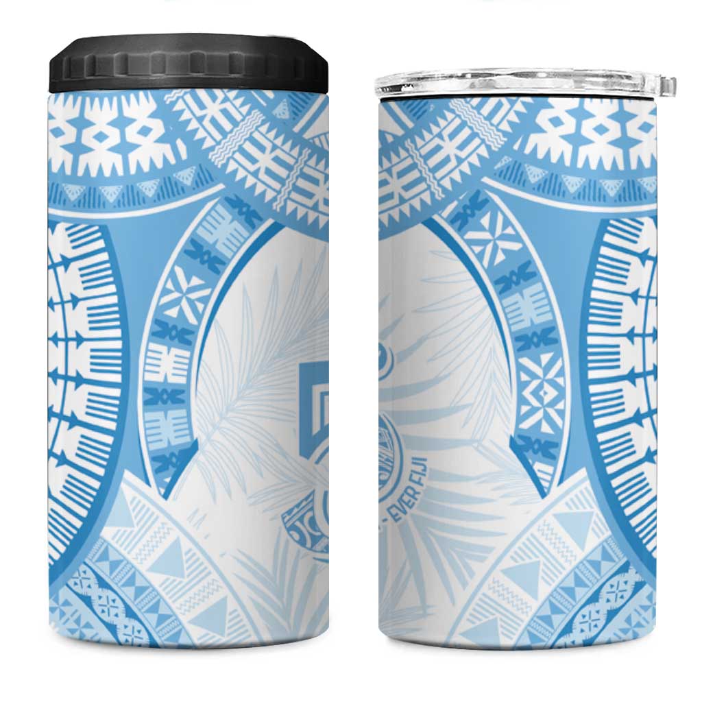 Bula Fiji Day 55th Anniversary Masi Tapa 4 in 1 Can Cooler Tumbler Emerald Jubilee - Turquoise - Polynesian Pride