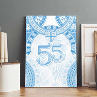 Bula Fiji Day 55th Anniversary Masi Tapa Canvas Wall Art Emerald Jubilee - Turquoise - Polynesian Pride