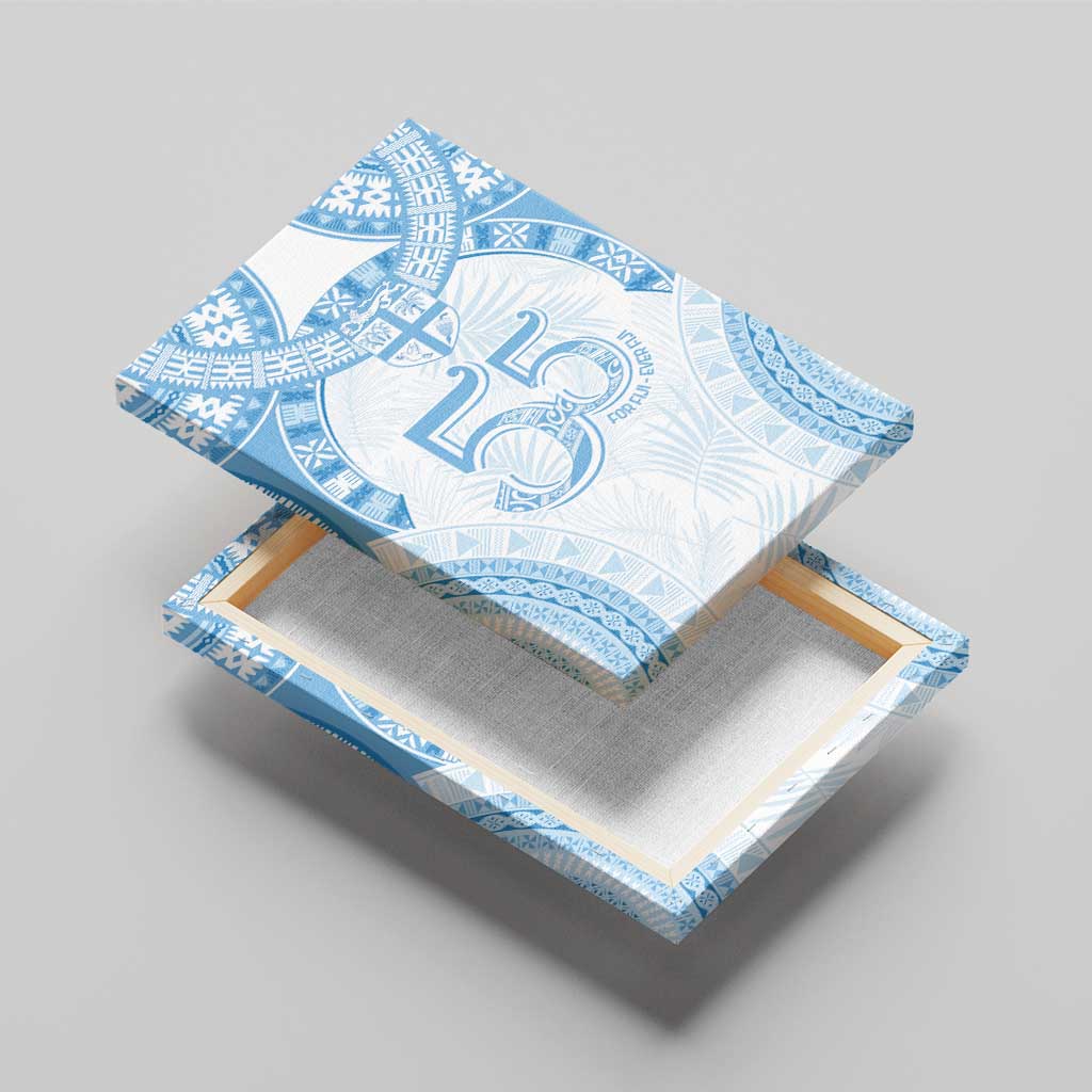 Bula Fiji Day 55th Anniversary Masi Tapa Canvas Wall Art Emerald Jubilee - Turquoise - Polynesian Pride