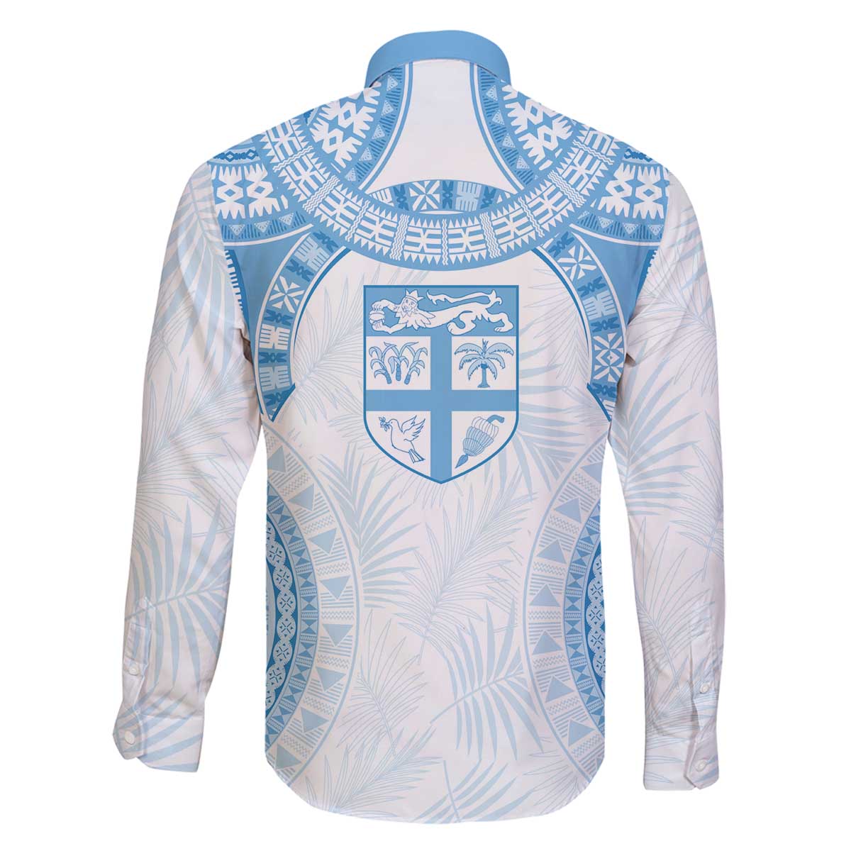 Bula Fiji Day 55th Anniversary Masi Tapa Family Matching Off The Shoulder Long Sleeve Dress and Hawaiian Shirt Emerald Jubilee - Turquoise - Polynesian Pride