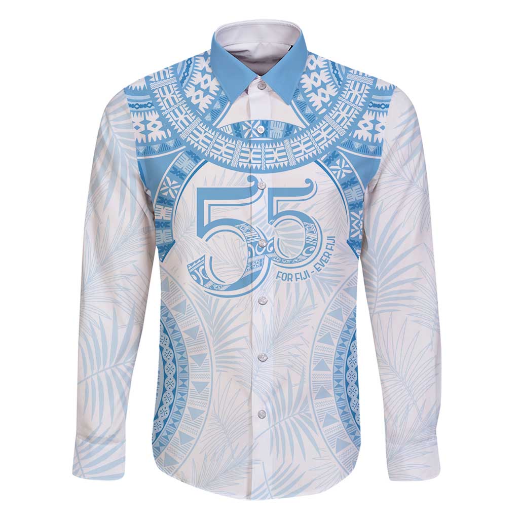 Bula Fiji Day 55th Anniversary Masi Tapa Family Matching Off Shoulder Maxi Dress and Hawaiian Shirt Emerald Jubilee - Turquoise - Polynesian Pride