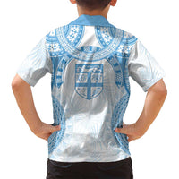 Bula Fiji Day 55th Anniversary Masi Tapa Family Matching Puletasi and Hawaiian Shirt Emerald Jubilee - Turquoise - Polynesian Pride