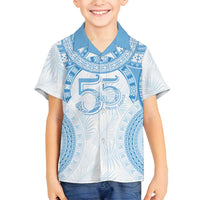 Bula Fiji Day 55th Anniversary Masi Tapa Family Matching Puletasi and Hawaiian Shirt Emerald Jubilee - Turquoise - Polynesian Pride