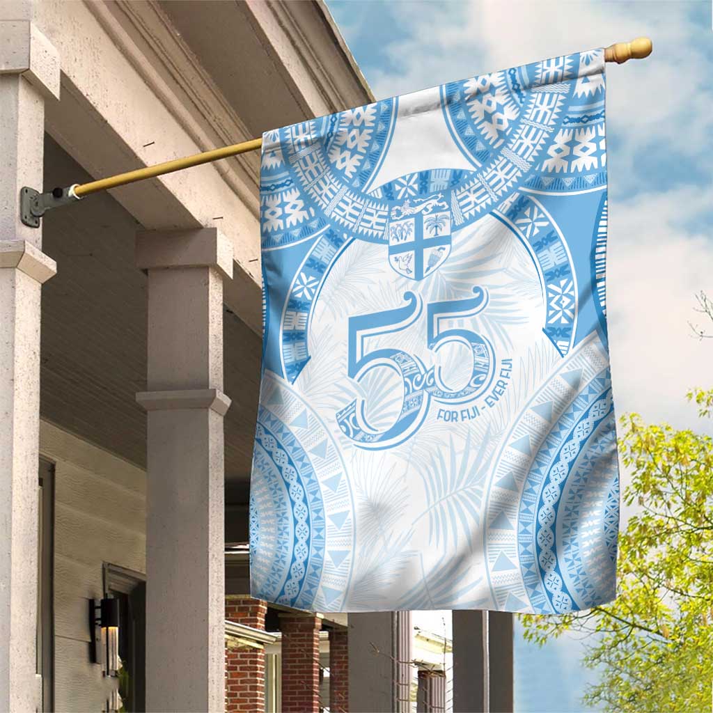 Bula Fiji Day 55th Anniversary Masi Tapa Garden Flag Emerald Jubilee - Turquoise - Polynesian Pride