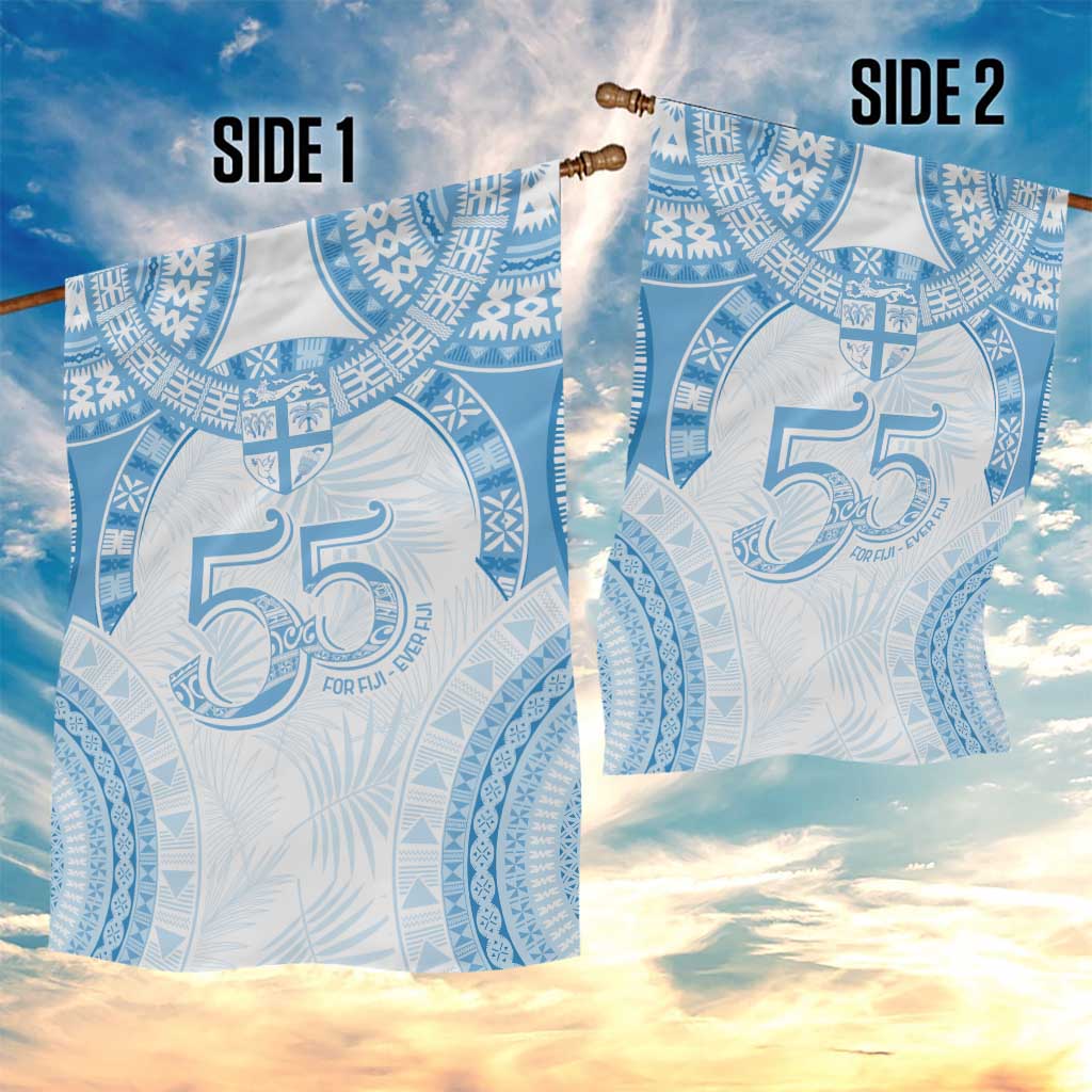 Bula Fiji Day 55th Anniversary Masi Tapa Garden Flag Emerald Jubilee - Turquoise - Polynesian Pride