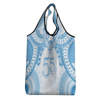 Bula Fiji Day 55th Anniversary Masi Tapa Grocery Bag Emerald Jubilee - Turquoise - Polynesian Pride