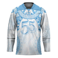 Bula Fiji Day 55th Anniversary Masi Tapa Hockey Jersey Emerald Jubilee - Turquoise - Polynesian Pride