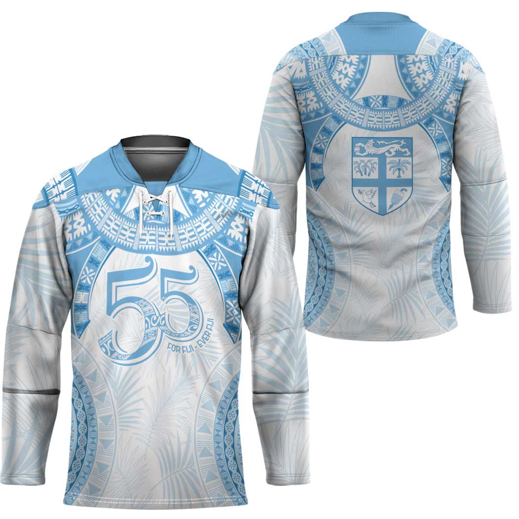 Bula Fiji Day 55th Anniversary Masi Tapa Hockey Jersey Emerald Jubilee - Turquoise - Polynesian Pride
