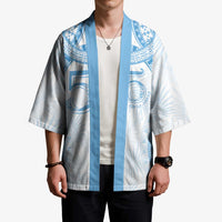 Bula Fiji Day 55th Anniversary Masi Tapa Kimono Emerald Jubilee - Turquoise LT7 - Polynesian Pride