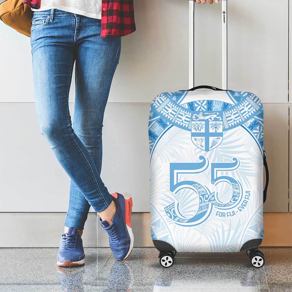 Bula Fiji Day 55th Anniversary Masi Tapa Luggage Cover Emerald Jubilee - Turquoise - Polynesian Pride