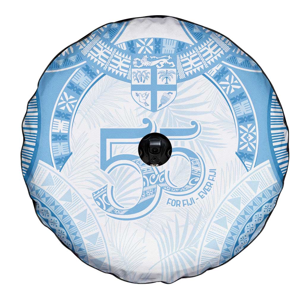 Bula Fiji Day 55th Anniversary Masi Tapa Spare Tire Cover Emerald Jubilee - Turquoise - Polynesian Pride