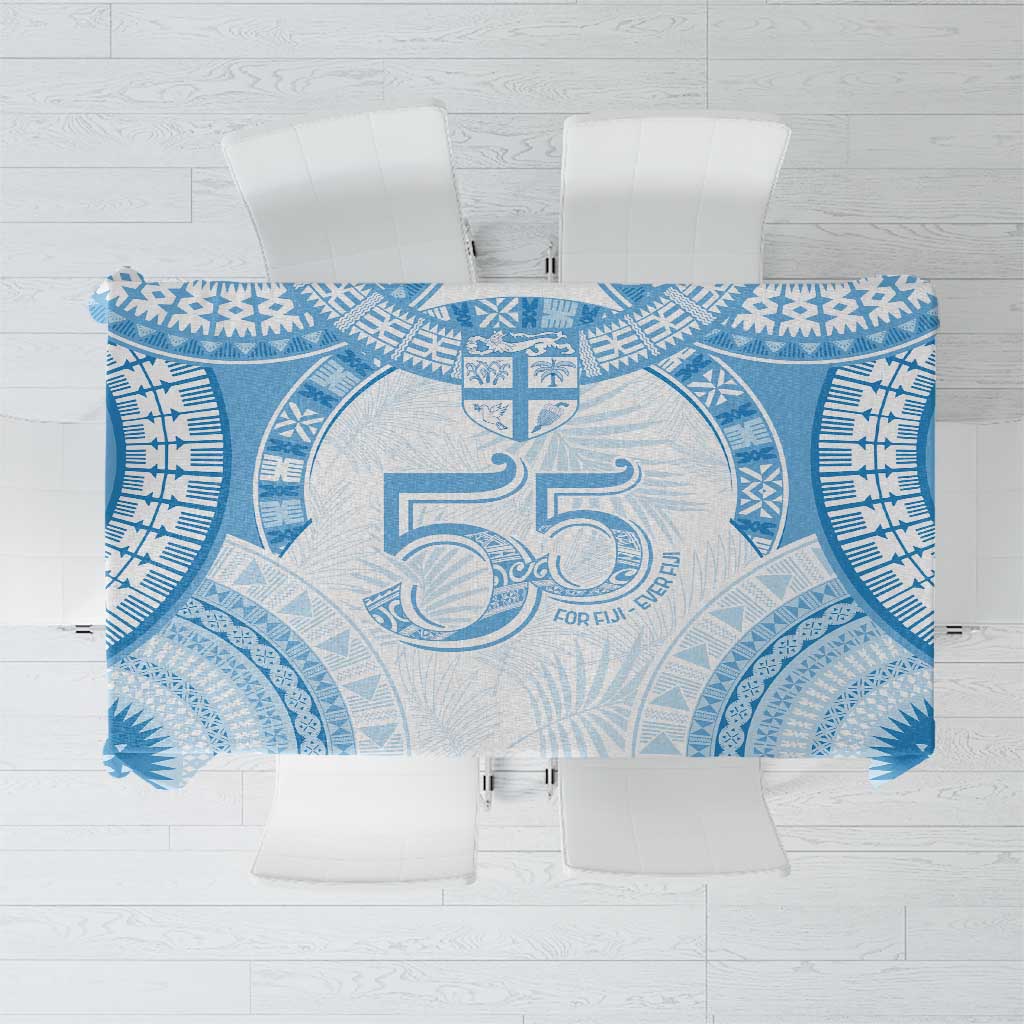 Bula Fiji Day 55th Anniversary Masi Tapa Tablecloth Emerald Jubilee - Turquoise - Polynesian Pride