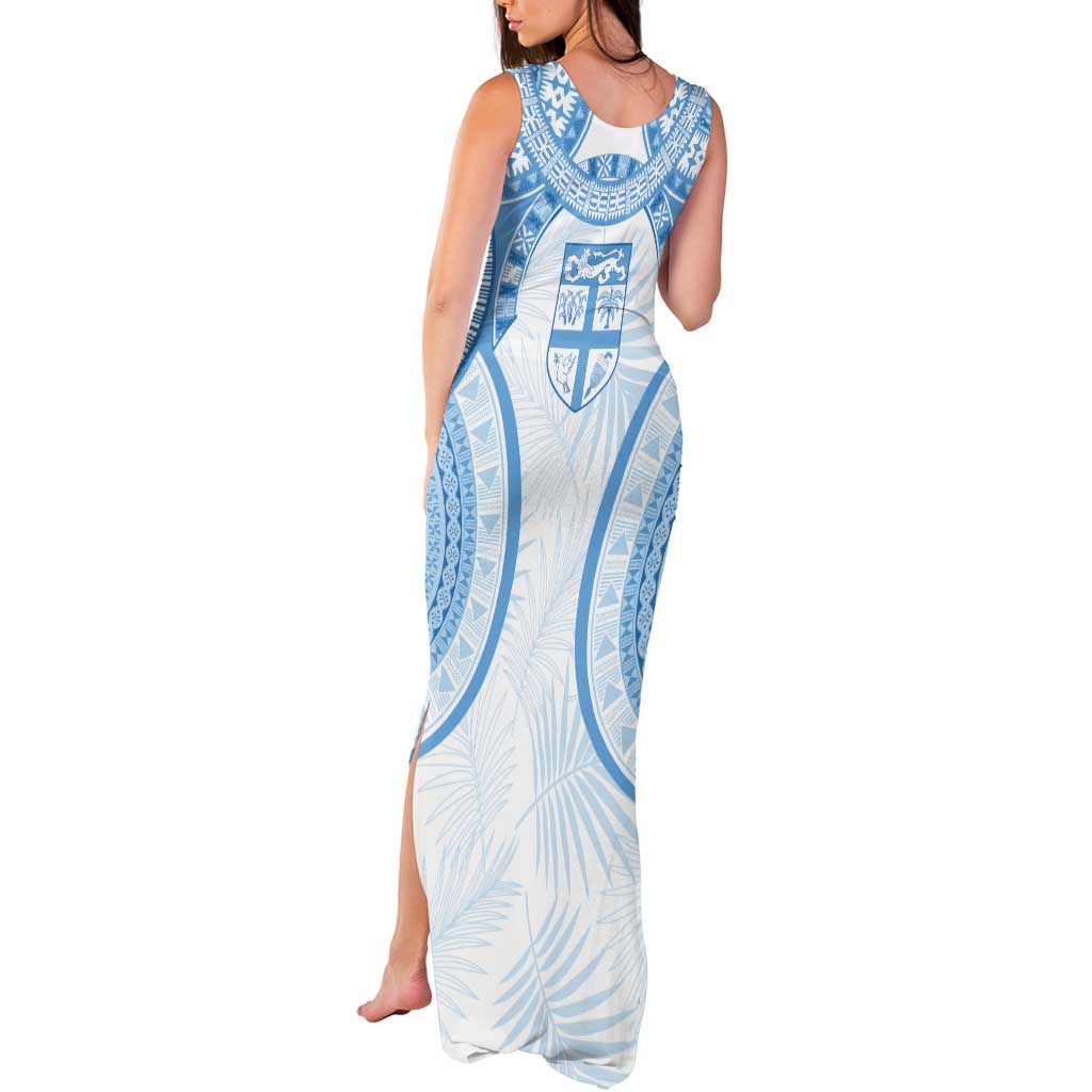 Bula Fiji Day 55th Anniversary Masi Tapa Tank Maxi Dress Emerald Jubilee - Turquoise - Polynesian Pride