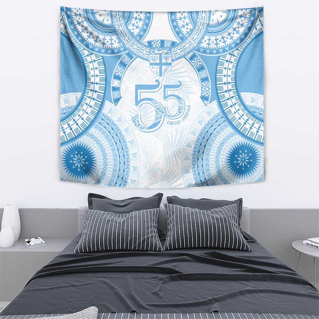 Bula Fiji Day 55th Anniversary Masi Tapa Tapestry Emerald Jubilee - Turquoise LT7 - Polynesian Pride