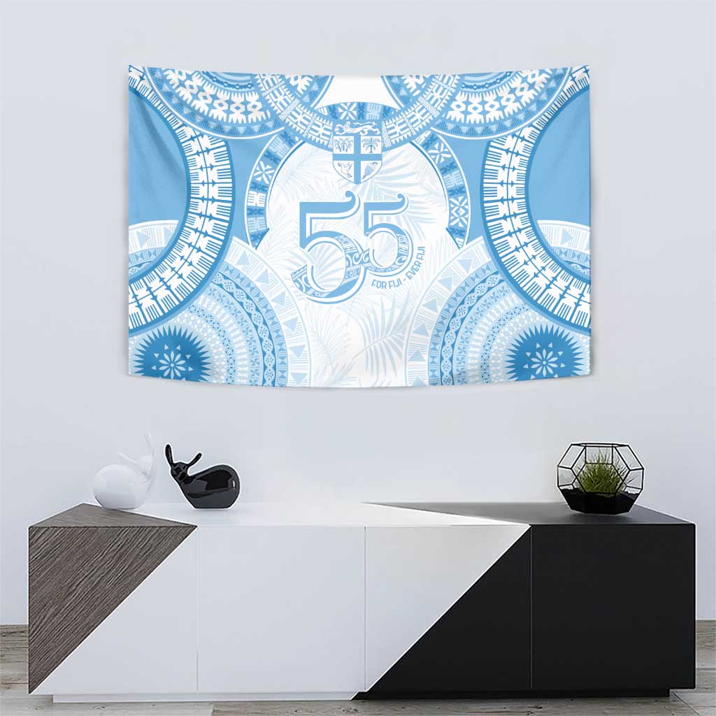 Bula Fiji Day 55th Anniversary Masi Tapa Tapestry Emerald Jubilee - Turquoise LT7 - Polynesian Pride