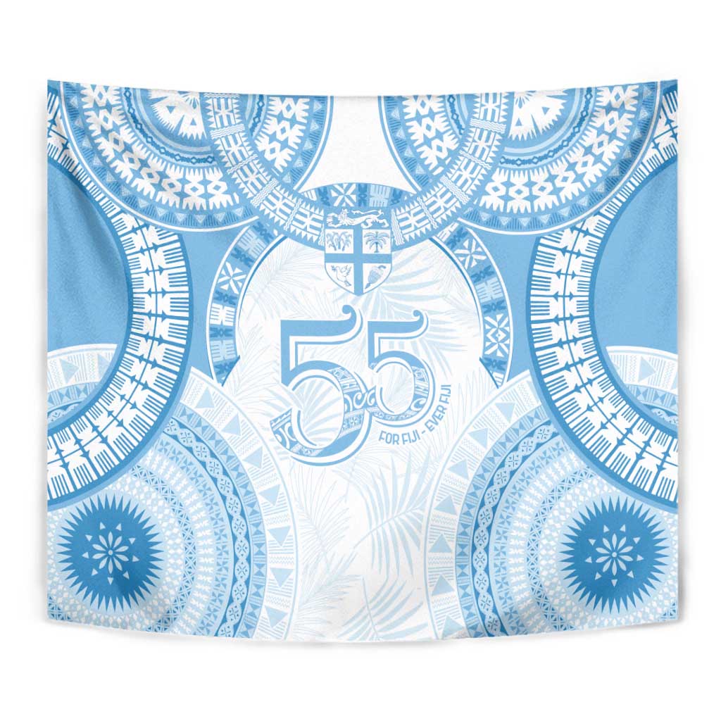 Bula Fiji Day 55th Anniversary Masi Tapa Tapestry Emerald Jubilee - Turquoise LT7 - Polynesian Pride