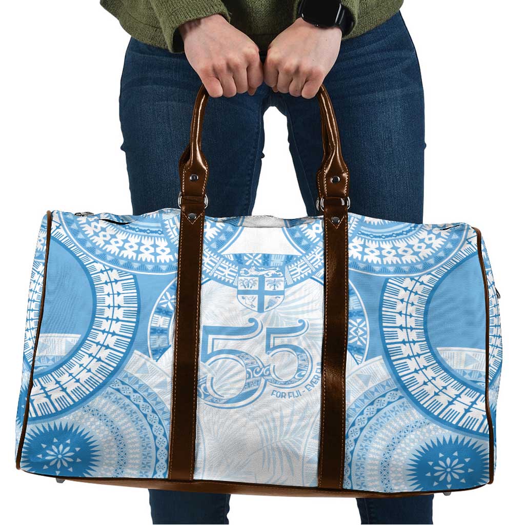 Bula Fiji Day 55th Anniversary Masi Tapa Travel Bag Emerald Jubilee - Turquoise - Polynesian Pride