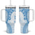 Bula Fiji Day 55th Anniversary Masi Tapa Tumbler With Handle Emerald Jubilee - Turquoise - Polynesian Pride