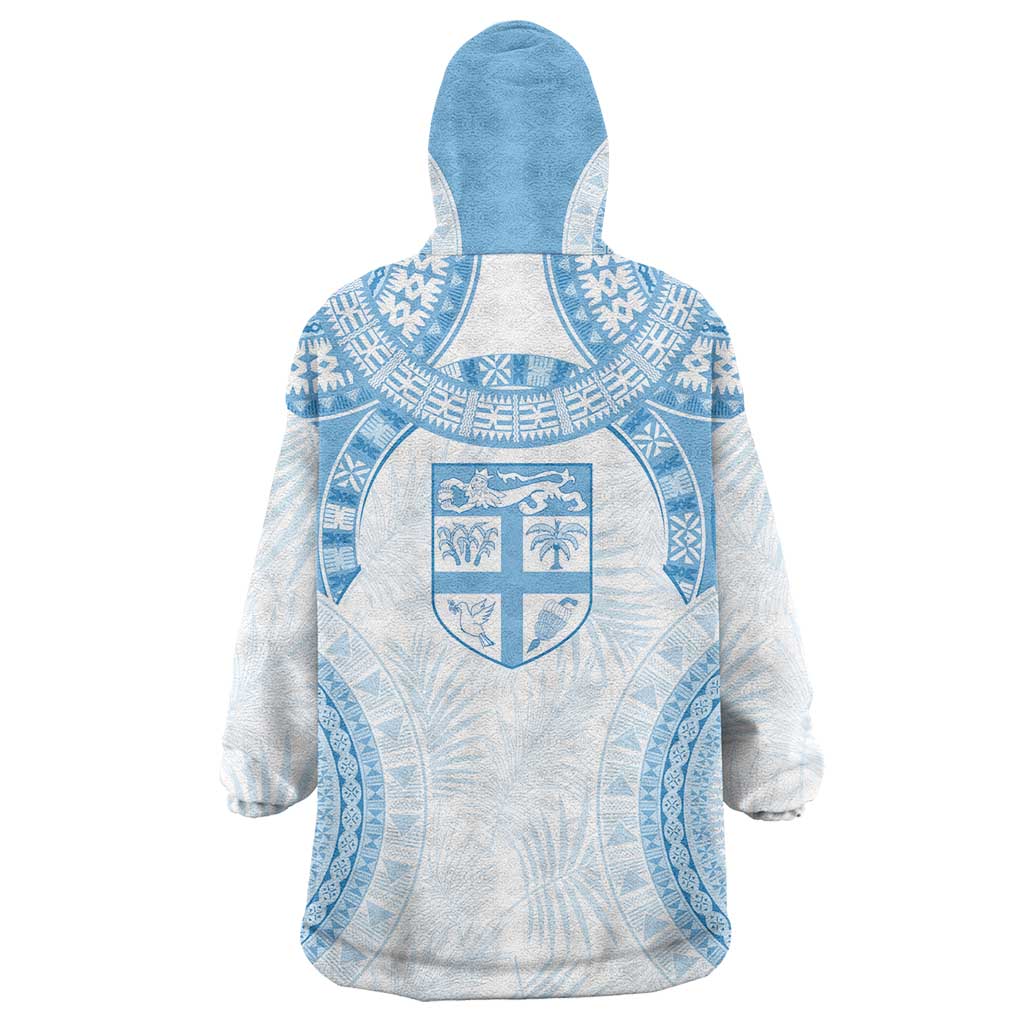 Bula Fiji Day 55th Anniversary Masi Tapa Wearable Blanket Hoodie Emerald Jubilee - Turquoise - Polynesian Pride