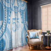 Bula Fiji Day 55th Anniversary Masi Tapa Window Curtain Emerald Jubilee - Turquoise - Polynesian Pride