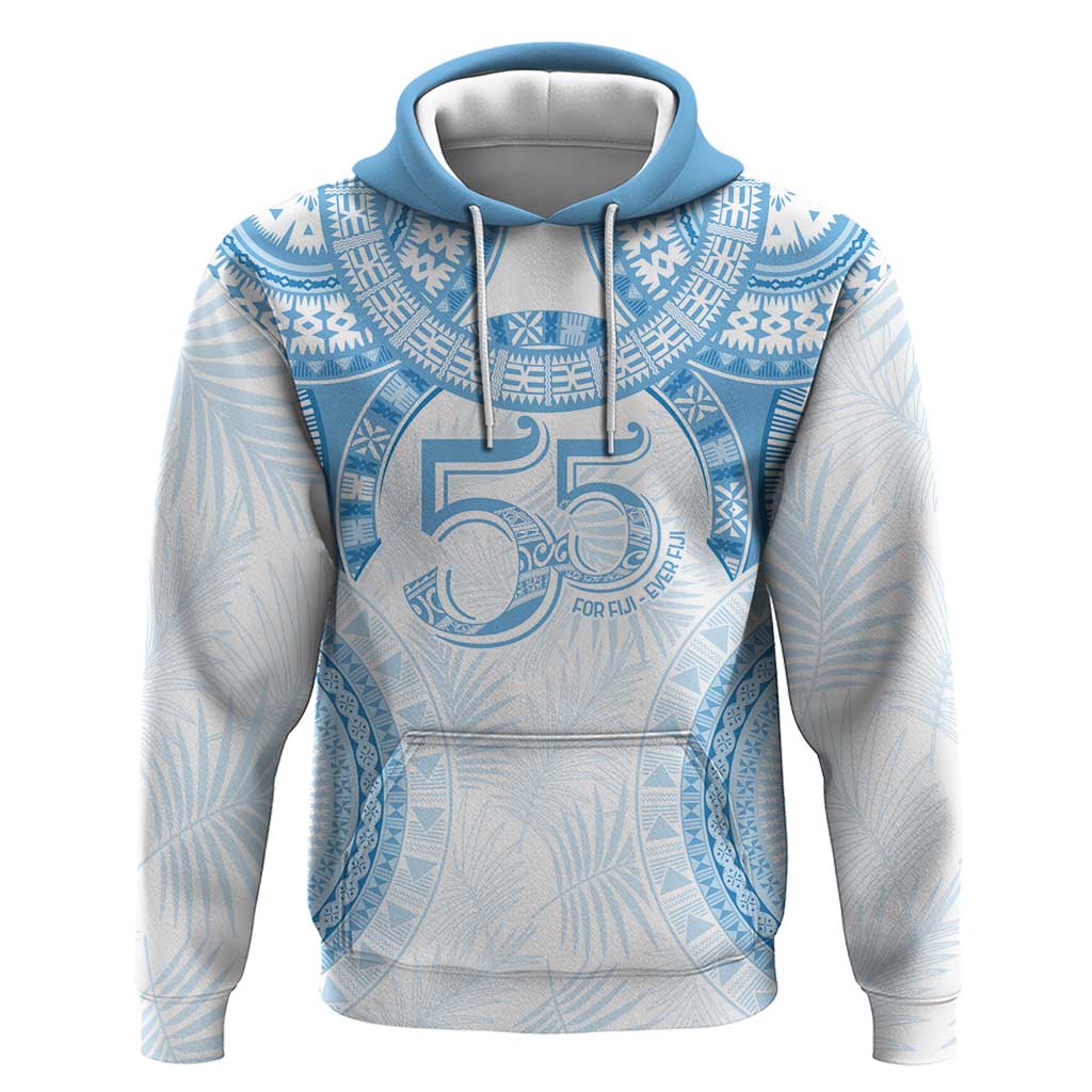 Bula Fiji Day 55th Anniversary Masi Tapa Zip Hoodie Emerald Jubilee - Turquoise - Polynesian Pride