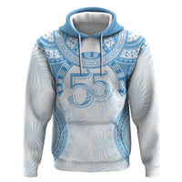 Bula Fiji Day 55th Anniversary Masi Tapa Zip Hoodie Emerald Jubilee - Turquoise - Polynesian Pride