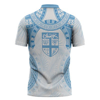 Bula Fiji Day 55th Anniversary Masi Tapa Zipper Polo Shirt Emerald Jubilee - Turquoise LT7 - Polynesian Pride