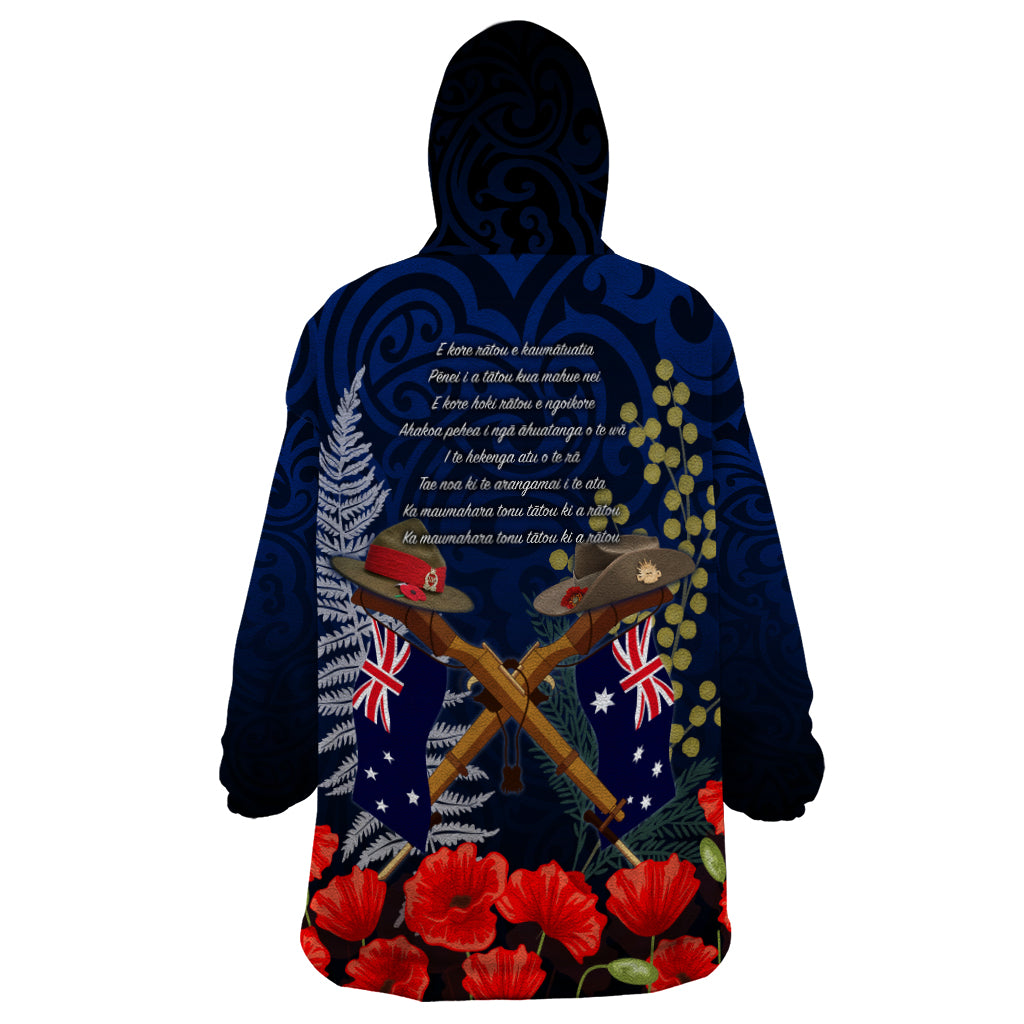 Anzac Day Aussie Mix Maori In Memories Wearable Blanket Hoodie LT7 - Polynesian Pride