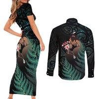 Maori Hongi Valentine Couples Matching Short Sleeve Bodycon Dress and Long Sleeve Button Shirt Aroha Ahau Ki A Koe