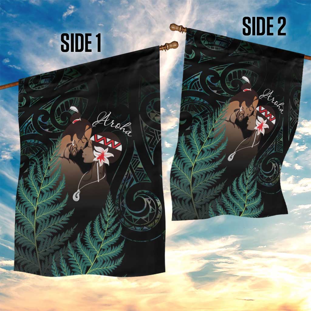 Maori Hongi Valentine Garden Flag Aroha Ahau Ki A Koe LT7 - Polynesian Pride