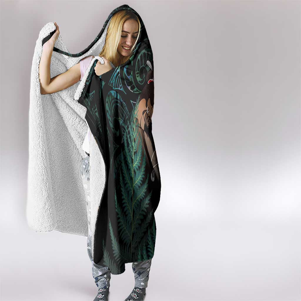 Maori Hongi Valentine Hooded Blanket Aroha Ahau Ki A Koe