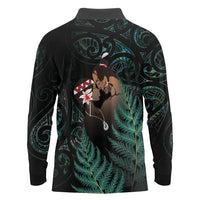 Maori Hongi Valentine Long Sleeve Polo Shirt Aroha Ahau Ki A Koe