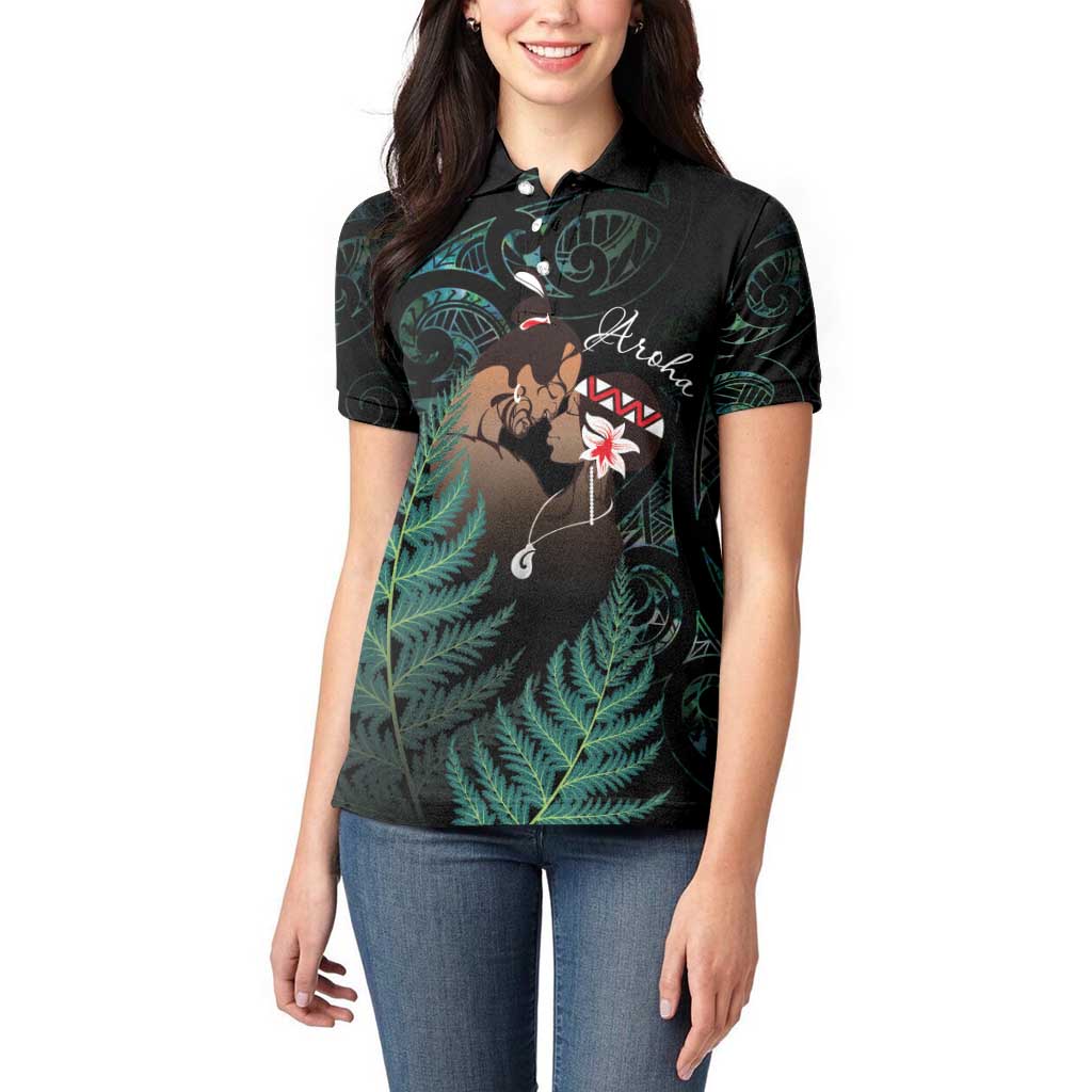 Maori Hongi Valentine Women Polo Shirt Aroha Ahau Ki A Koe