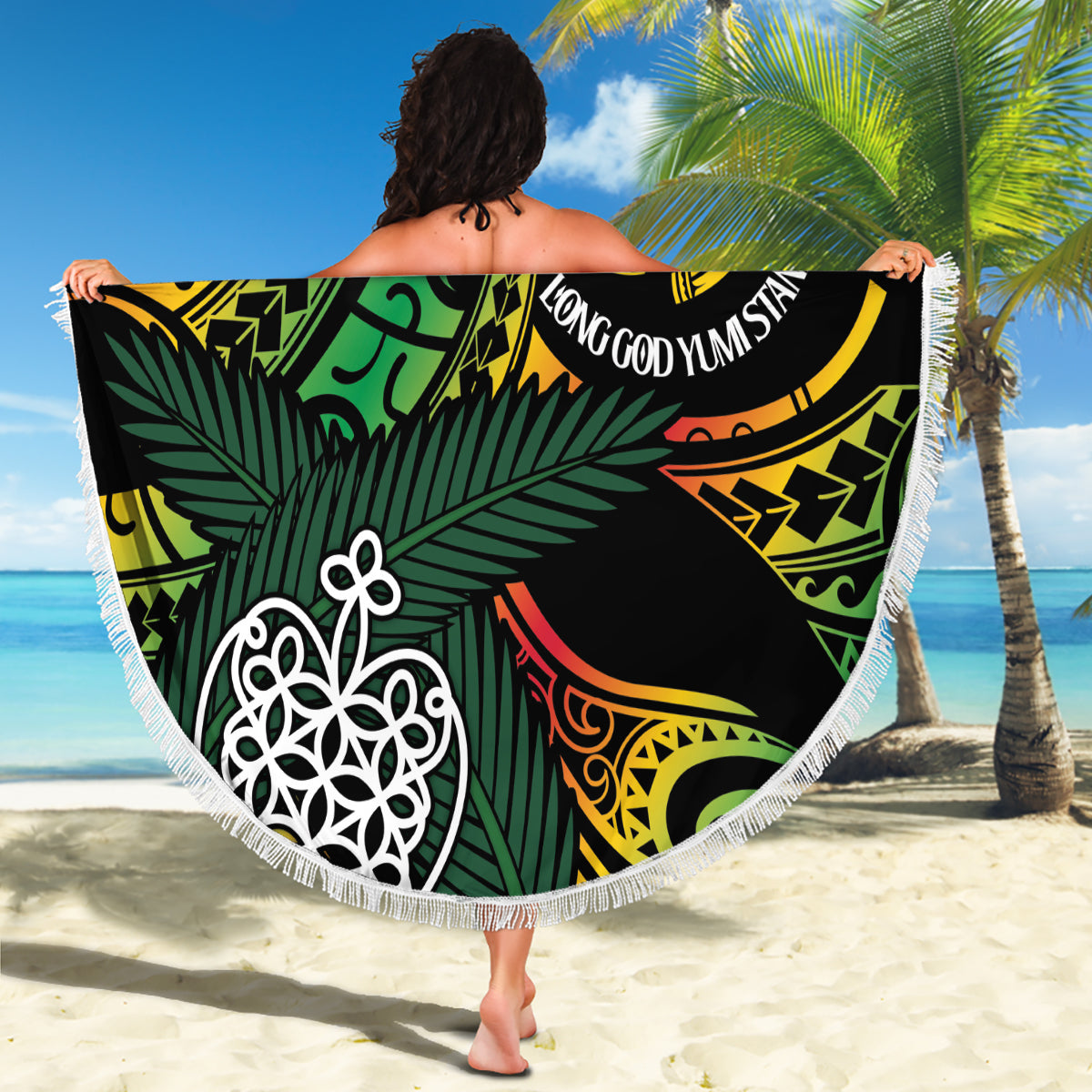 Vanuatu Indipendens Dei Beach Blanket Mix Traditional Sand Drawing