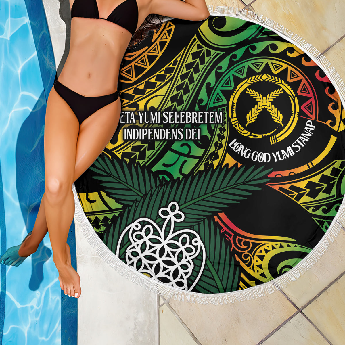 Vanuatu Indipendens Dei Beach Blanket Mix Traditional Sand Drawing