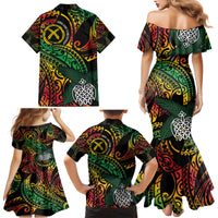 Vanuatu Indipendens Dei Family Matching Mermaid Dress and Hawaiian Shirt Mix Traditional Sand Drawing