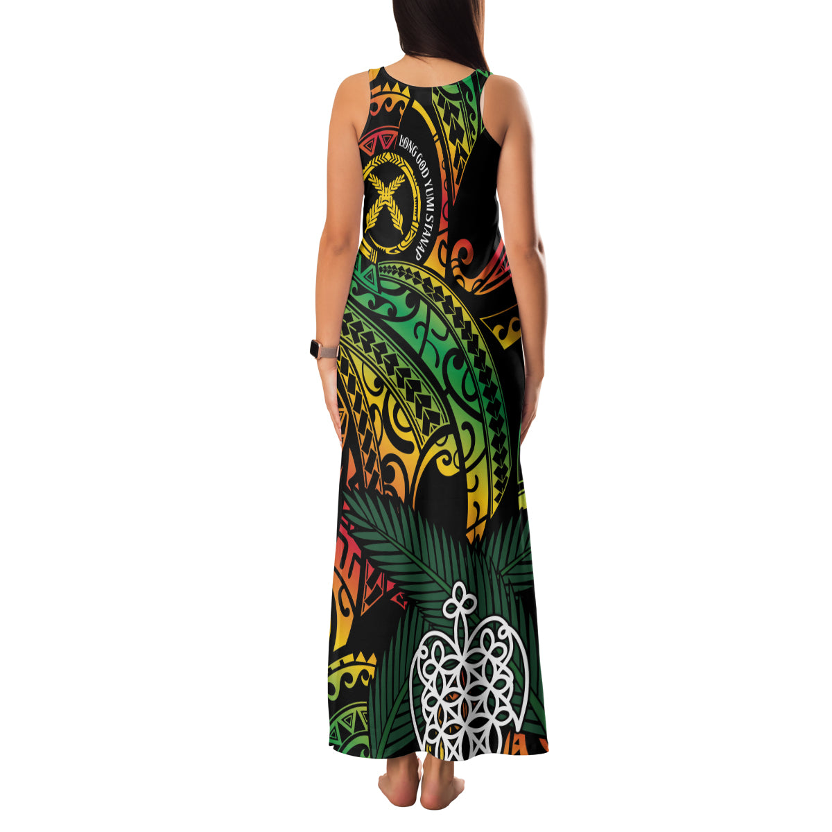 Vanuatu Indipendens Dei Family Matching Tank Maxi Dress and Hawaiian Shirt Mix Traditional Sand Drawing