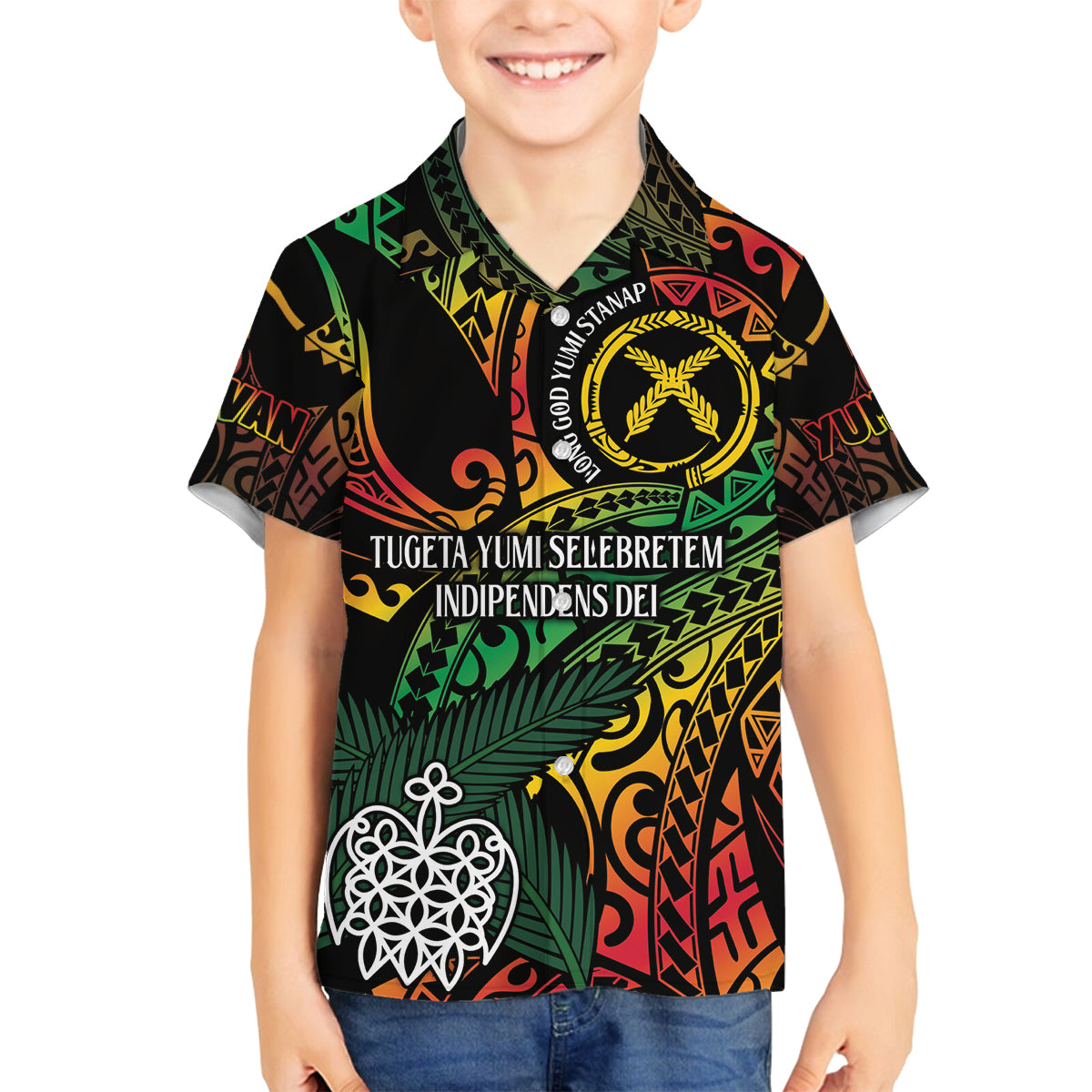 Vanuatu Indipendens Dei Family Matching Tank Maxi Dress and Hawaiian Shirt Mix Traditional Sand Drawing